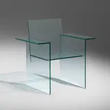 Glass chair by Shiro Kuramata, 1976, glass, sold Mar 2023