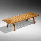 Coffee table by Edward Durell Stone, c. 1945, oak, sold Mar 2023
