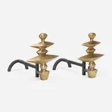 Andirons, pair by Alberto Giacometti, cast bronze, enameled steel, sold Mar 2023