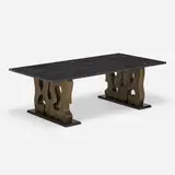 Unique coffee table by Philip and Kelvin Laverne, 1975, patinated and enameled bronze, marble, sold Mar 2023