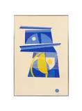 Untitled - Geometric Abstract in Blue - 1972 by Hendricus Bervoets, screenprint and collage on paper, sold Jun 2025