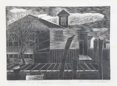 PA artist by Morris Blackburn, etching "Avalon South", sold Apr 2023