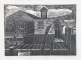 PA artist by Morris Blackburn, etching "Avalon South", sold Apr 2023