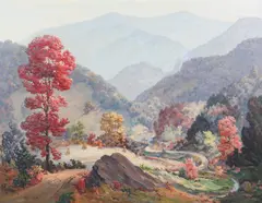 Hoosier Salon artist by Ruthven Byrum, oil on canvas, sold Apr 2023