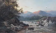 landscape painting by Louis-Eugène Le Roux, oil on canvas, sold Apr 2023