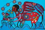 Walking on the Summit by Norval Morrisseau, acrylic on canvas, sold Dec 2023