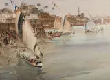 Holiday After Ramadan, Cairo (1961) by William Russell Flint, watercolour, sold Dec 2023