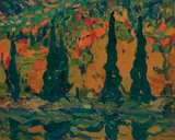 Morning, Agawa River, 1919 by A. Y. Jackson, oil on wood, sold Dec 2023