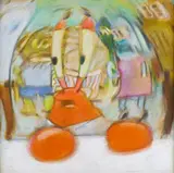 Mr. Krabs Painting by Craig Cundiff, Oil pastel on board. Framed with overall measurements of 9x9'', sold Jun 2022