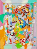 Untitled by Lawrence Glickman, acrylic painting on canvas and wood, sold Jul 2023