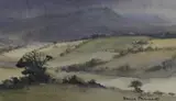 Rain Over The Purbeck Hills by Denis Pannett, watercolour, offered Nov 2023