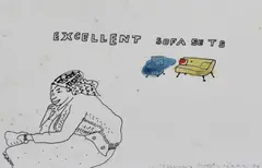 Excellent Sofa Sets by Humphrey Ocean, 1997, ink, offered Nov 2023