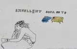 Excellent Sofa Sets by Humphrey Ocean, 1997, ink, offered Nov 2023