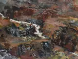 A remote river landscape by Roy O'Neil, watercolour, sold Nov 2023