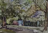 A woodland path by T.A. Crosby, watercolour, offered Nov 2023