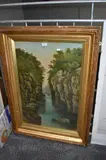 An idyllic rocky gorge, possibly Wales by J. T. Parry, oil on board, sold Nov 2023