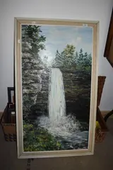 A waterfall, possibly Thornton Force, Ingleton by Gerald Hodgson, oil on board, offered Nov 2023
