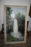 A waterfall, possibly Thornton Force, Ingleton by Gerald Hodgson, oil on board, offered Nov 2023