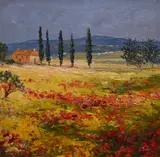 Tuscan Summer by Jeff Sudders, oil on board, sold Nov 2023