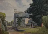 Red Farmhouse, Yealand, Redmayne by J.H. Meadowcroft, 1957, watercolour, offered Nov 2023
