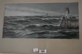 A lively seascape with lighthouse to the right by F.W. Ridley, gouache, offered Oct 2023