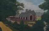 A naive landscape depicting a village church by T.L. Buck, 1908, oil on canvas, sold Oct 2023