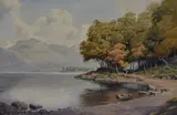 A Lakeland bay in autumn by Geoffrey H. Pooley, 1984, watercolour, sold Oct 2023