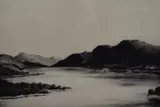 A Scottish loch landscape by Johnstone Baird, etching, sold Oct 2023