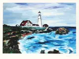 Lighthouse in Maine by Bob Dylan, print, sold Oct 2025