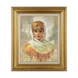 Portrait of a woman by Remzi Taşkıran, Oil on canvas, signed to lower left, mounted in a gilt wood frame, offered Aug 2025