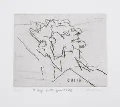 Julia by Frank Auerbach, Etching, sold Dec 2024