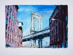 Manhattan Bridge by Bob Dylan, Giclée in colours, sold Dec 2024