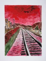 Train Tracks by Bob Dylan, Giclée in colours, offered Dec 2024