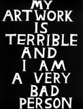 My Artwork Is Terrible And I Am A Very Bad Person by David Shrigley, pencil, offered Dec 2024