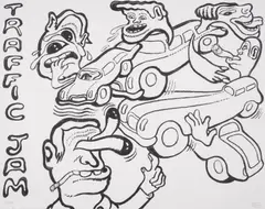 Traffic Jam by Peter Saul, Lithograph printed in colours, sold Dec 2024