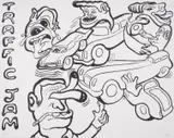 Traffic Jam by Peter Saul, Lithograph printed in colours, sold Dec 2024