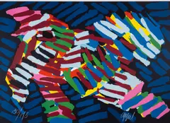 Cat Lithograph printed in colours, 1980 by Karel Appel, Lithograph printed in colours, sold Dec 2024