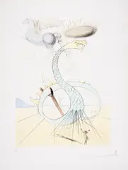 Dan by Salvador Dalí, Etching with pochoir printed in colours, sold Dec 2024