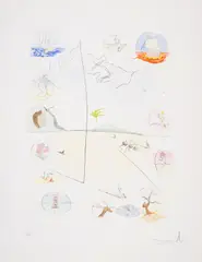 Frontispiece by Salvador Dalí, Engraving with drypoint and pochoir in colours, sold Dec 2024