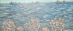 Twilight sailing by William Black, oil on board, sold Mar 2025