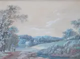 Continental riverscape by Johannes Janson, watercolour, sold Mar 2025
