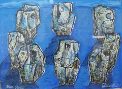 Blue Stones by William Black, ink and watercolour, offered Mar 2025