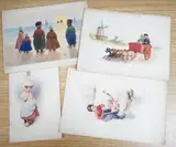 A set of four original watercolours for postcard designs by Charles Thomas Howard, watercolor, offered Mar 2025