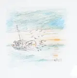 Ludham, Suffolk by Kieron Williamson, ink, offered Mar 2025