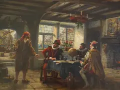 Buccaneers by Frank Moss Bennett, oil on canvas, sold Mar 2025