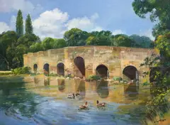 Stopham Bridge by Frank Wootton, oil on canvas, sold Mar 2025
