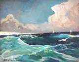 The Seven Sisters from the sea by Cecil Rochfort D'Oyly-John, oil on board, sold Mar 2025