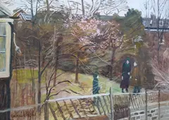 Cherry Blossom circa 1960 by Carel Weight, 2000, oil on board, sold Mar 2025
