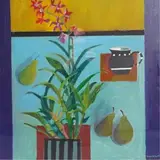 Black jug and orchid by David Martin, oil on canvas, sold Mar 2025