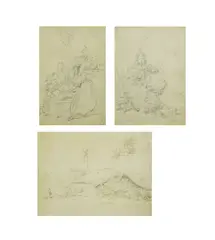 An Indian village with natives and cattlepencil on by George Chinnery, pencil on paper, offered Mar 2025